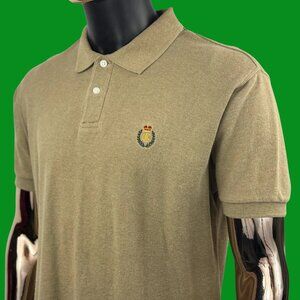 VTG Chaps Ralph Lauren Crest Logo Polo Shirt Khaki/Olive Green